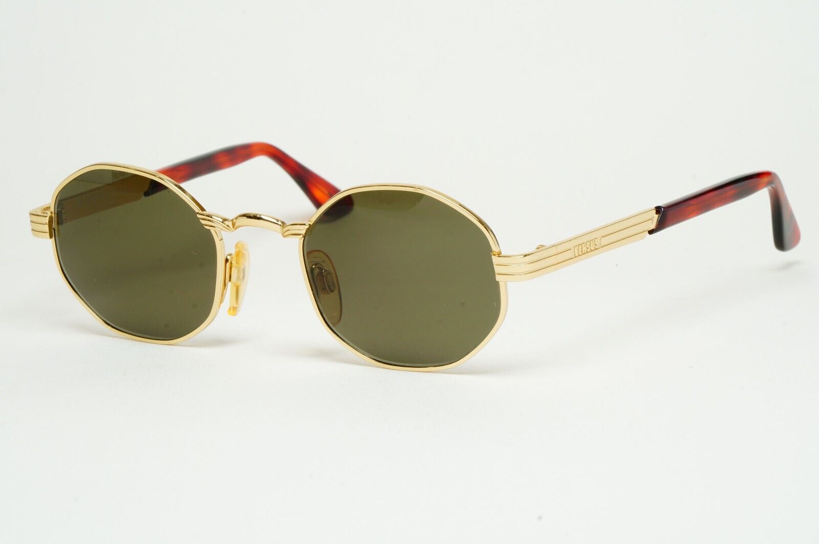 Versus Sunglasses 1996 by Gianni Versace Vintage Gold Hexagon MOD F09 COL 030
