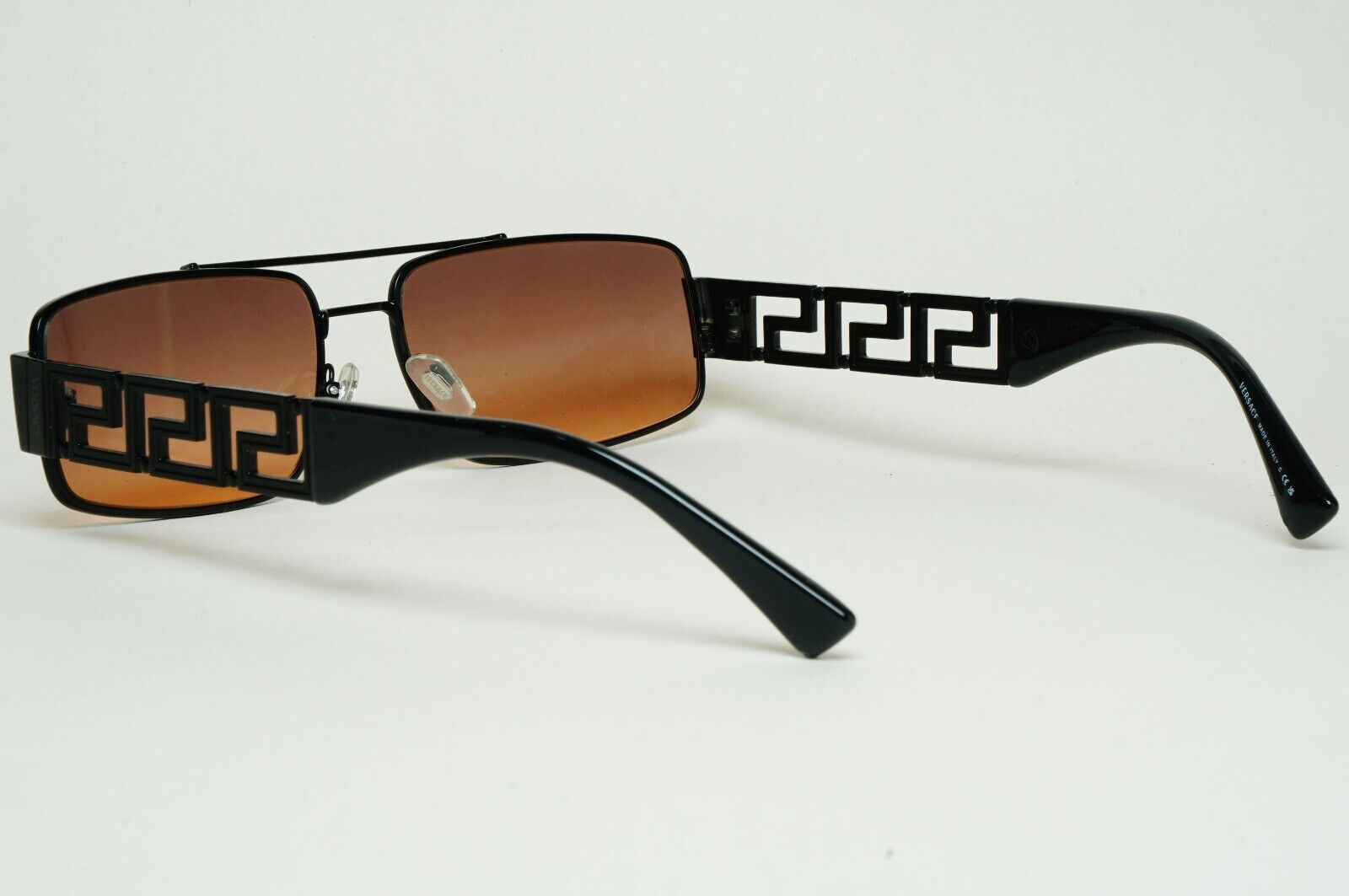 Versace Sunglasses Black Meander Brown Gradient Rectangle Metal MOD 2257 1261/18