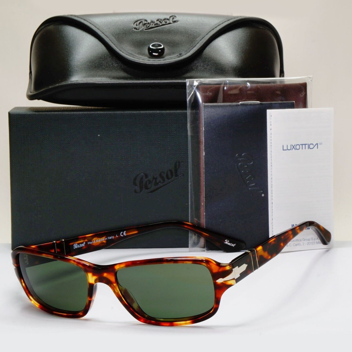 Persol Sunglasses 2012 Vintage Brown Tortoise Green Rectangle 2976-S 919/31 56mm