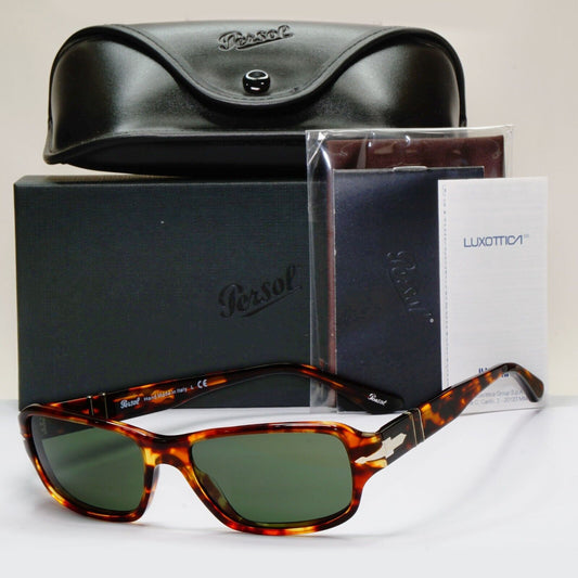 Persol Sunglasses 2012 Vintage Brown Tortoise Green Rectangle 2976-S 919/31 56mm