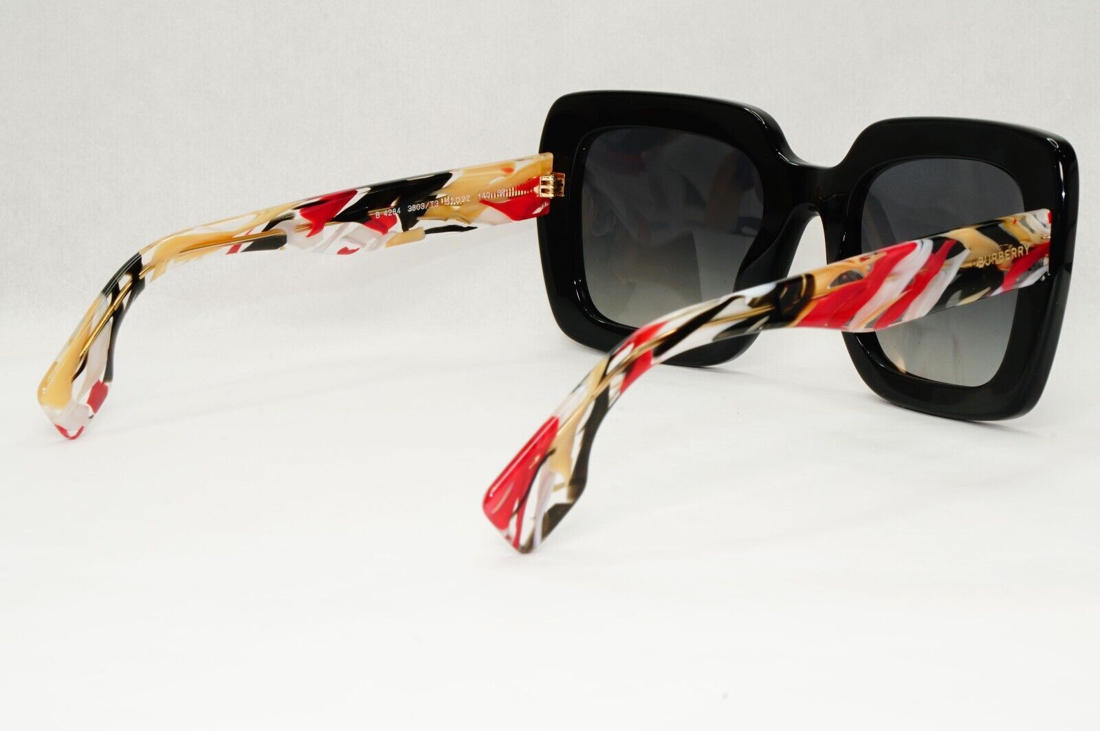 Burberry Sunglasses Black Polarized Grey Gradient  Square B 4284 3803/T3 52mm