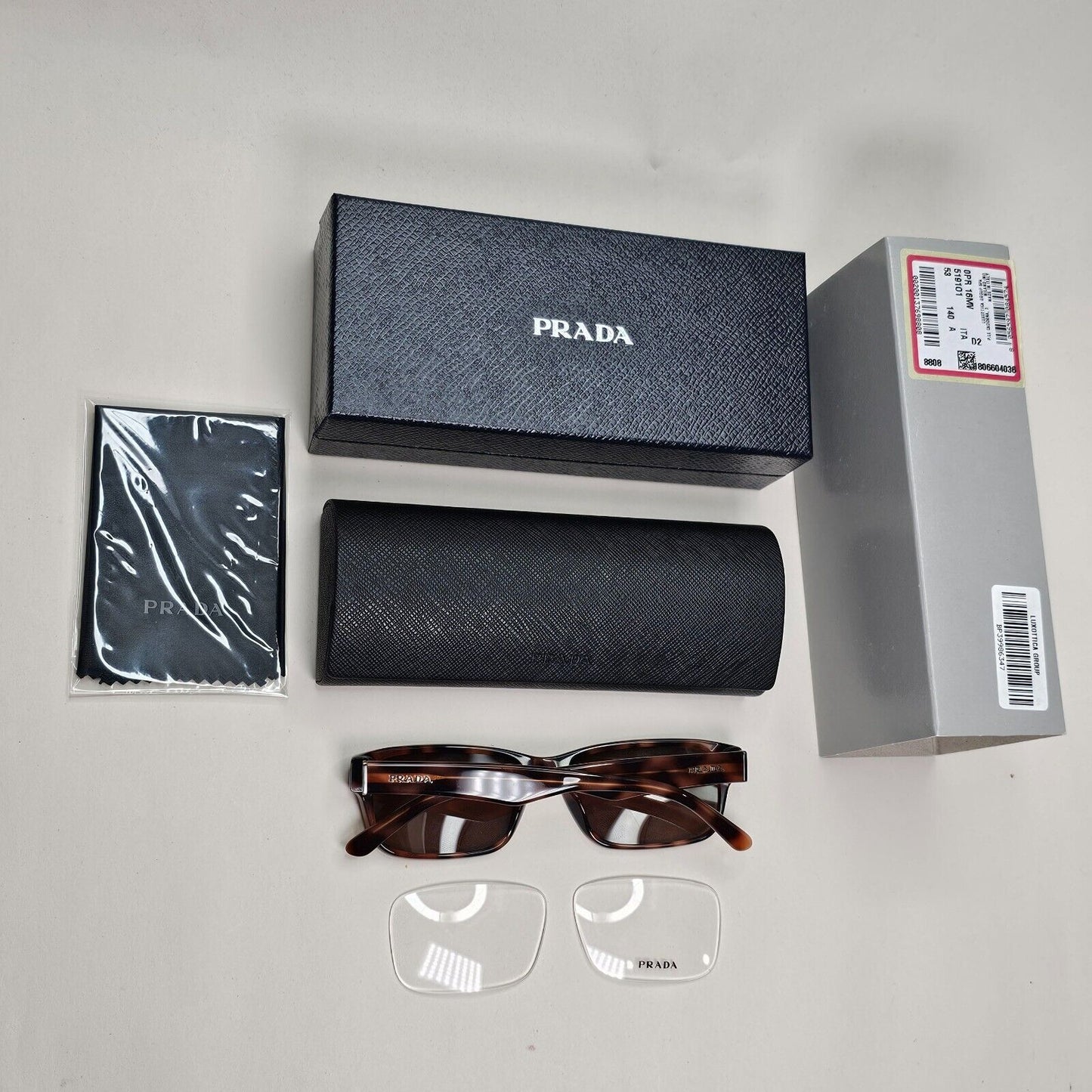 Prada Sunglasses Brown Tortoiseshell Rectangle PR16MV VPR 16M 519-1O1 53mm