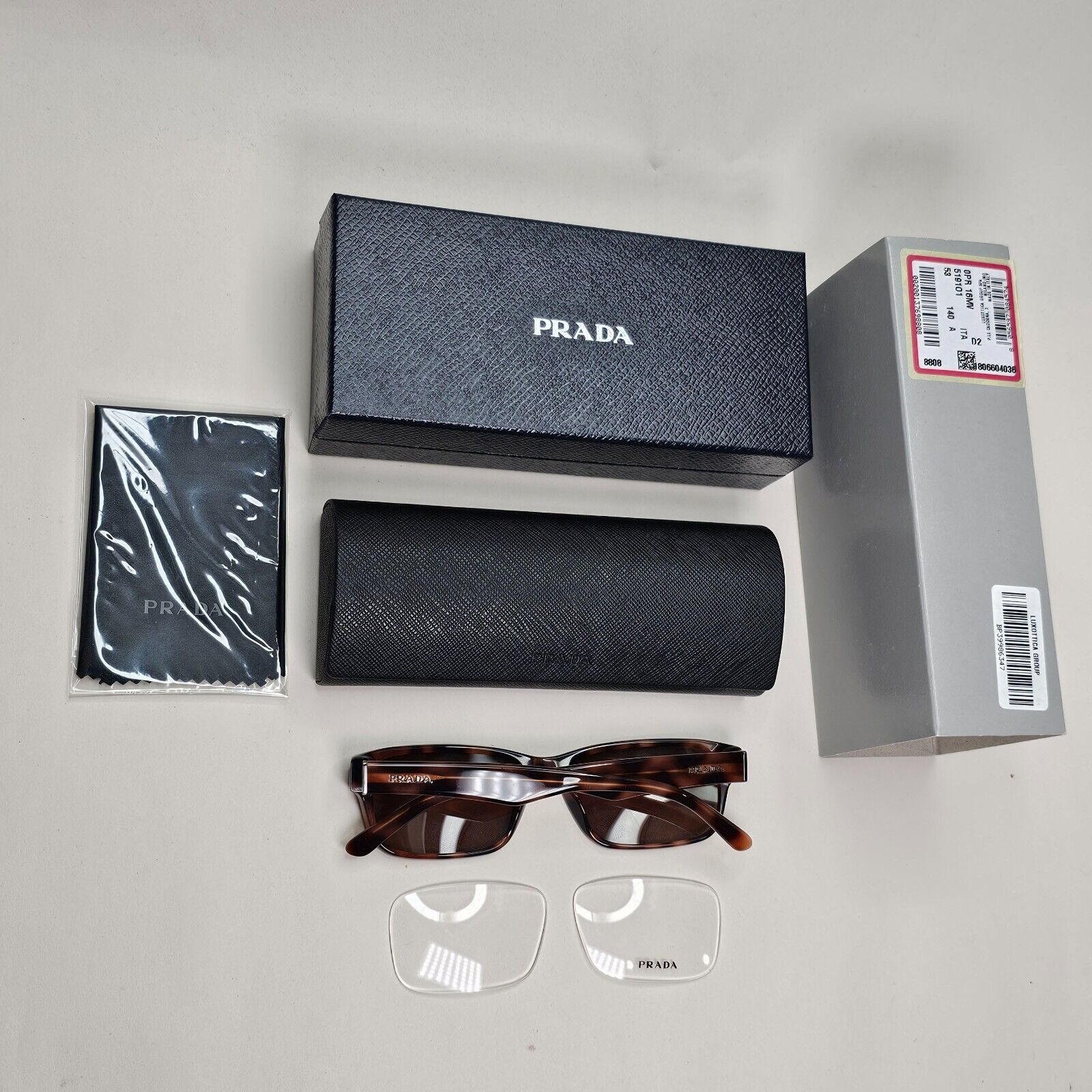 Prada Sunglasses Brown Tortoiseshell Rectangle PR16MV VPR 16M 519-1O1 53mm