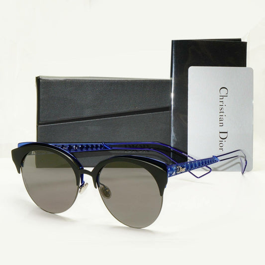 Authentic Dior Womens Metal Sunglasses Black Blue Grey Diorama Club G5V2K