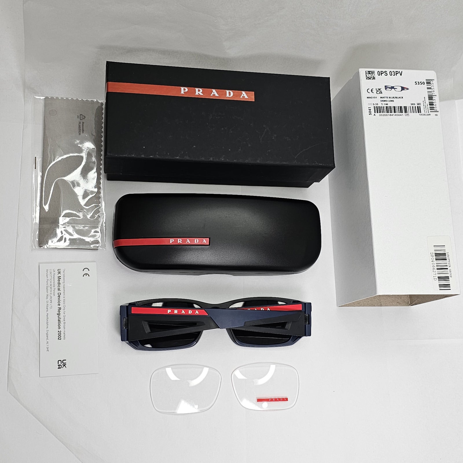 Prada Sunglasses Blue Black Red Linea Rossa Square Wrap PS03PV VPS 03P MAG-1O1