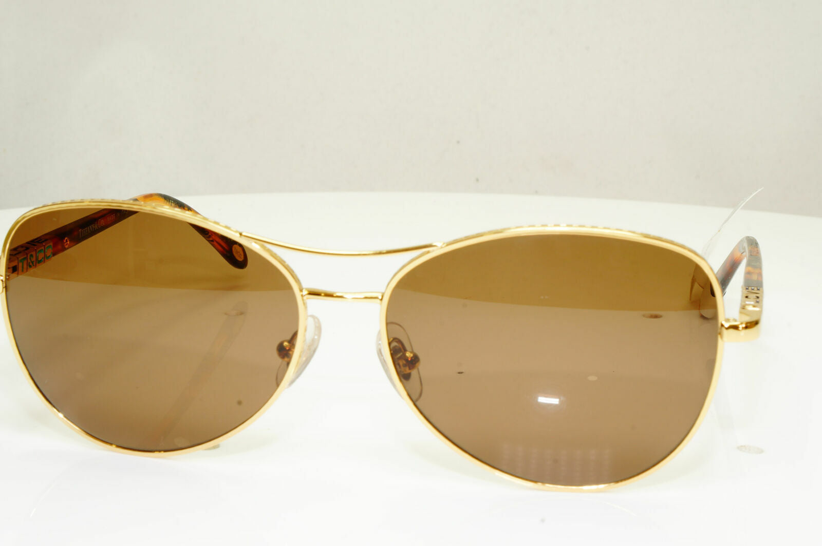 Tiffany & Co Gold Brown Sunglasses Metal Pilot Womens TF 3041 Love 3002/3B 30205