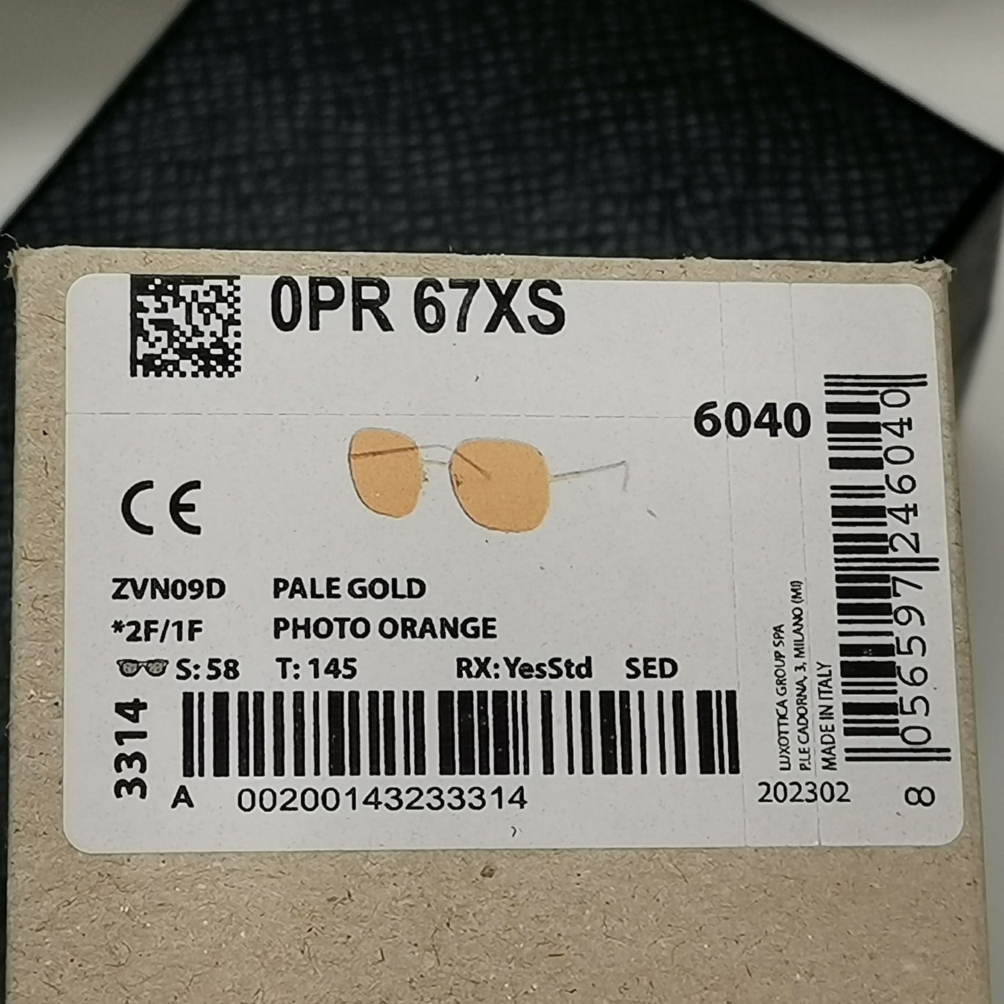 Prada Sunglasses Photochromic Gold Yellow Orange Square PR67XS SPR 67X ZVN-09D