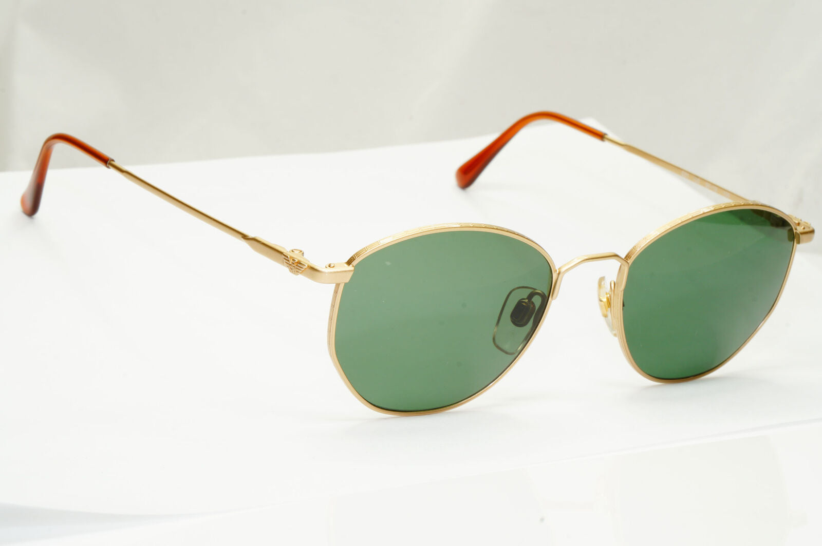 Emporio Armani Sunglasses 1997 Vintage Gold Green Metal Round 031 703 50mm A
