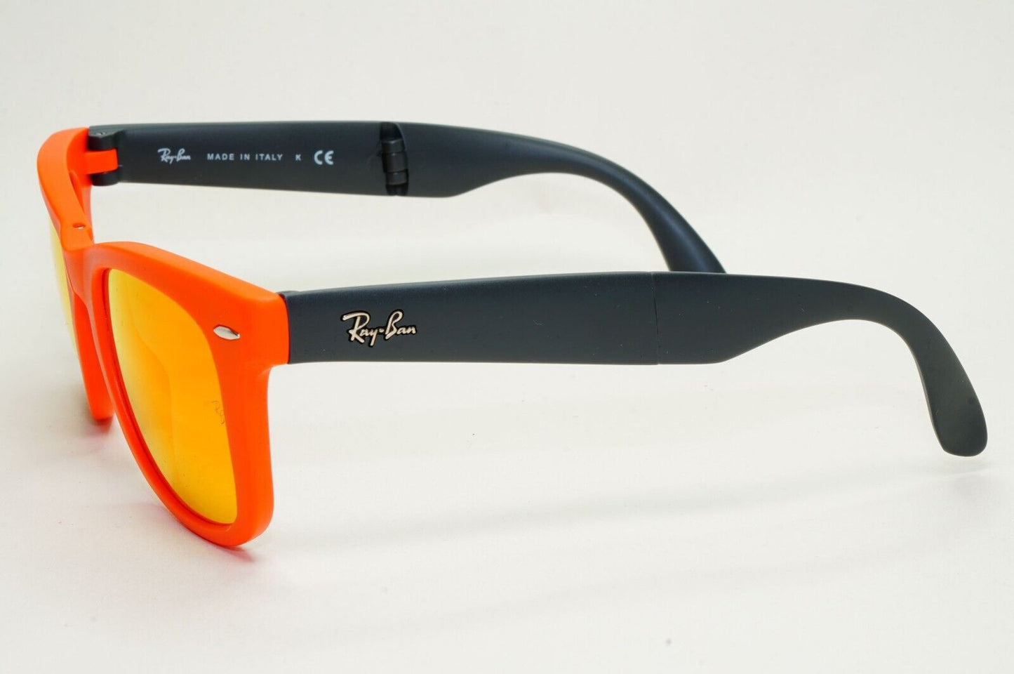 Ray-Ban Sunglasses Folding Wayfarer Orange Mirror Black Matte RB 4105 6019/69