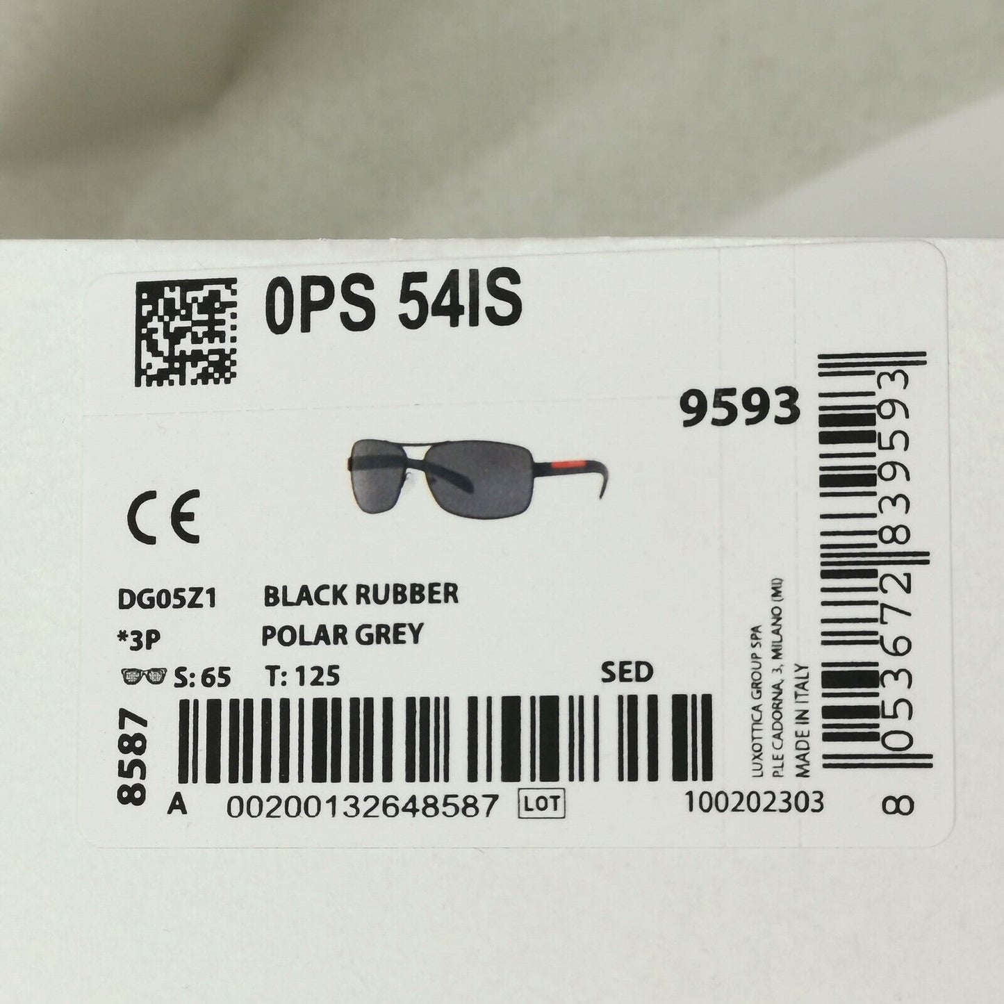 Prada Sunglasses Black Polarized Wrap Pilot PS54IS SPS 54I DG0-5Z1 [a] 39025