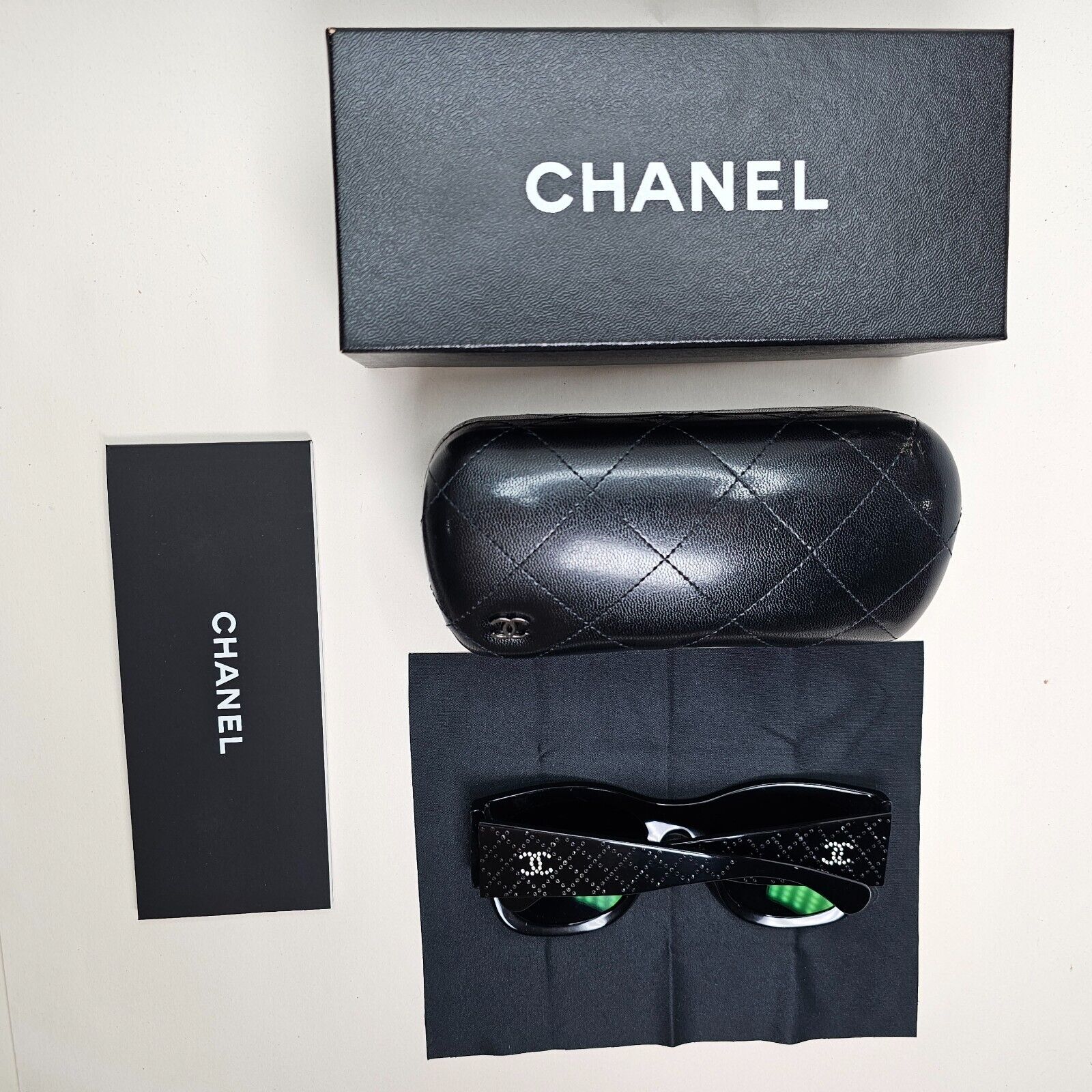 Chanel Sunglasses Black Diamante Rhinestone Square Large 5421-B c.501/S4 53mm