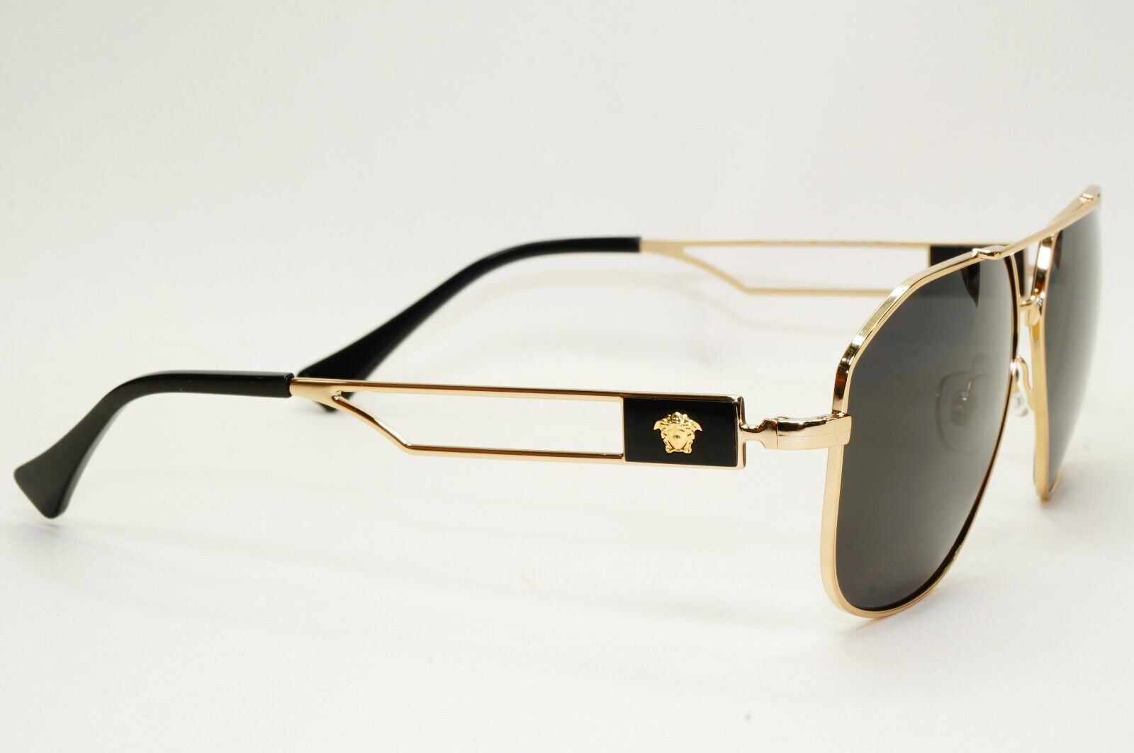 Versace Sunglasses Navigator Black Gold Pilot Metal Medusa MOD VE 1287 1002 59mm