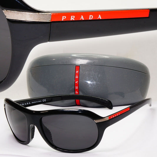 Prada Sunglasses 2007 Vintage Black Wrap Rossa PS04IS SPS 04I 1AB-3M1 111223