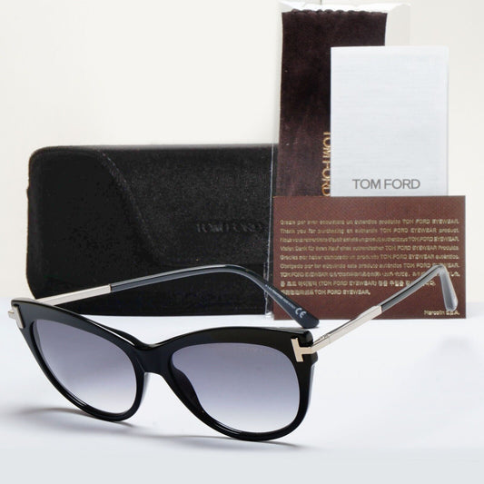 Tom Ford Sunglasses Kira Black Silver Grey Gradient Cat Eye FT0821 TF 821 01B