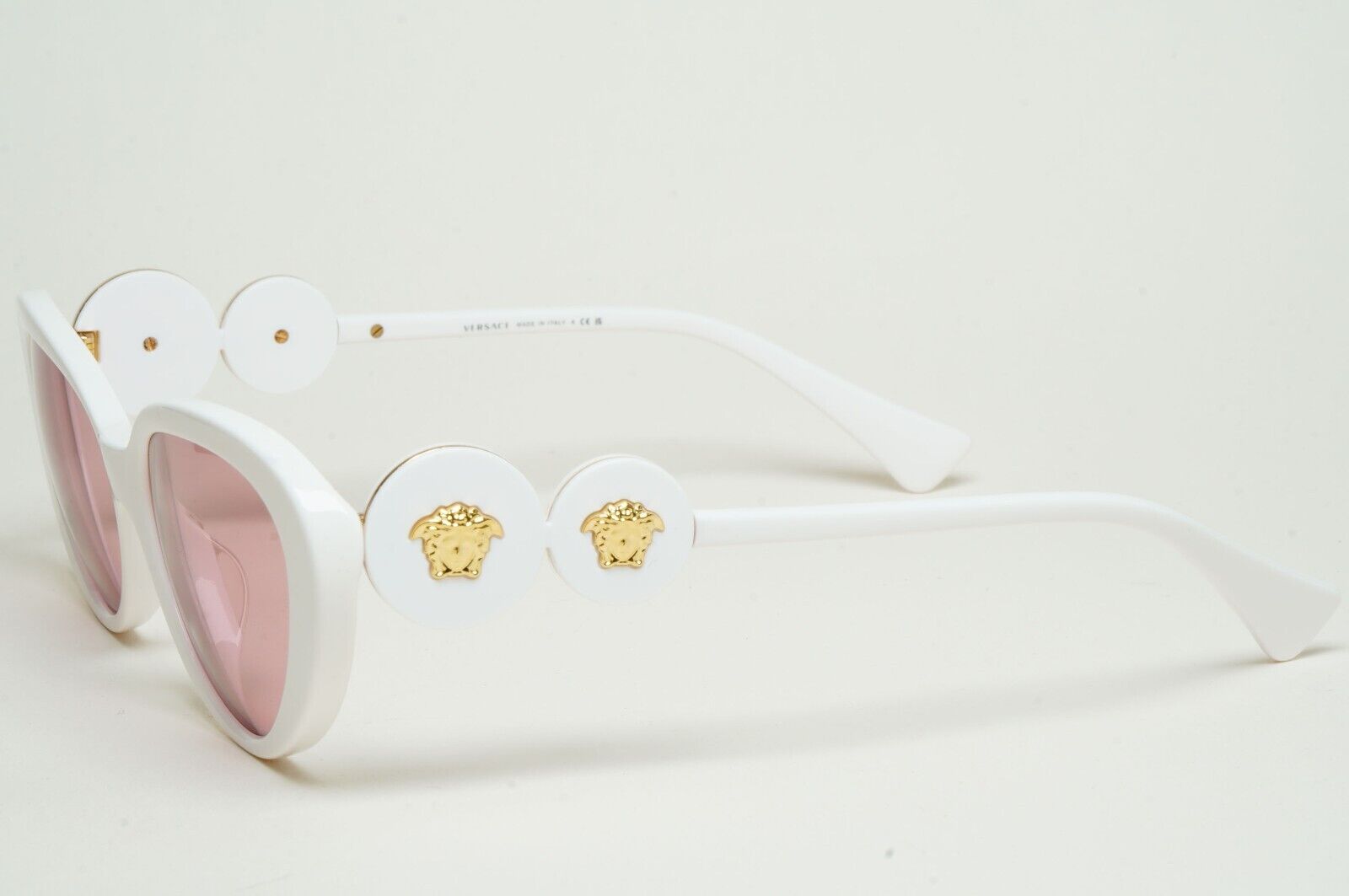 Versace Sunglasses White Cat Eye Pale Pink Gold Medusa MOD VE 4433-U 314/84 54mm