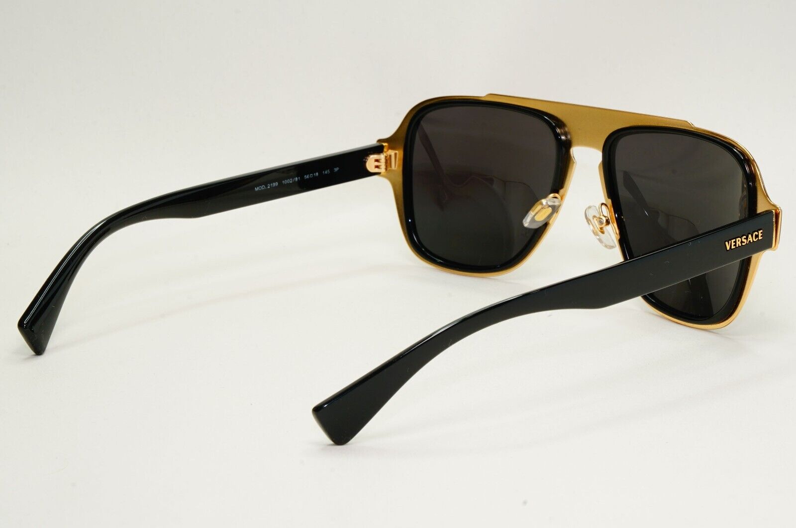 Versace Sunglasses Black Gold Medusa Glossy Square MOD VE 2199 1002/81 260724