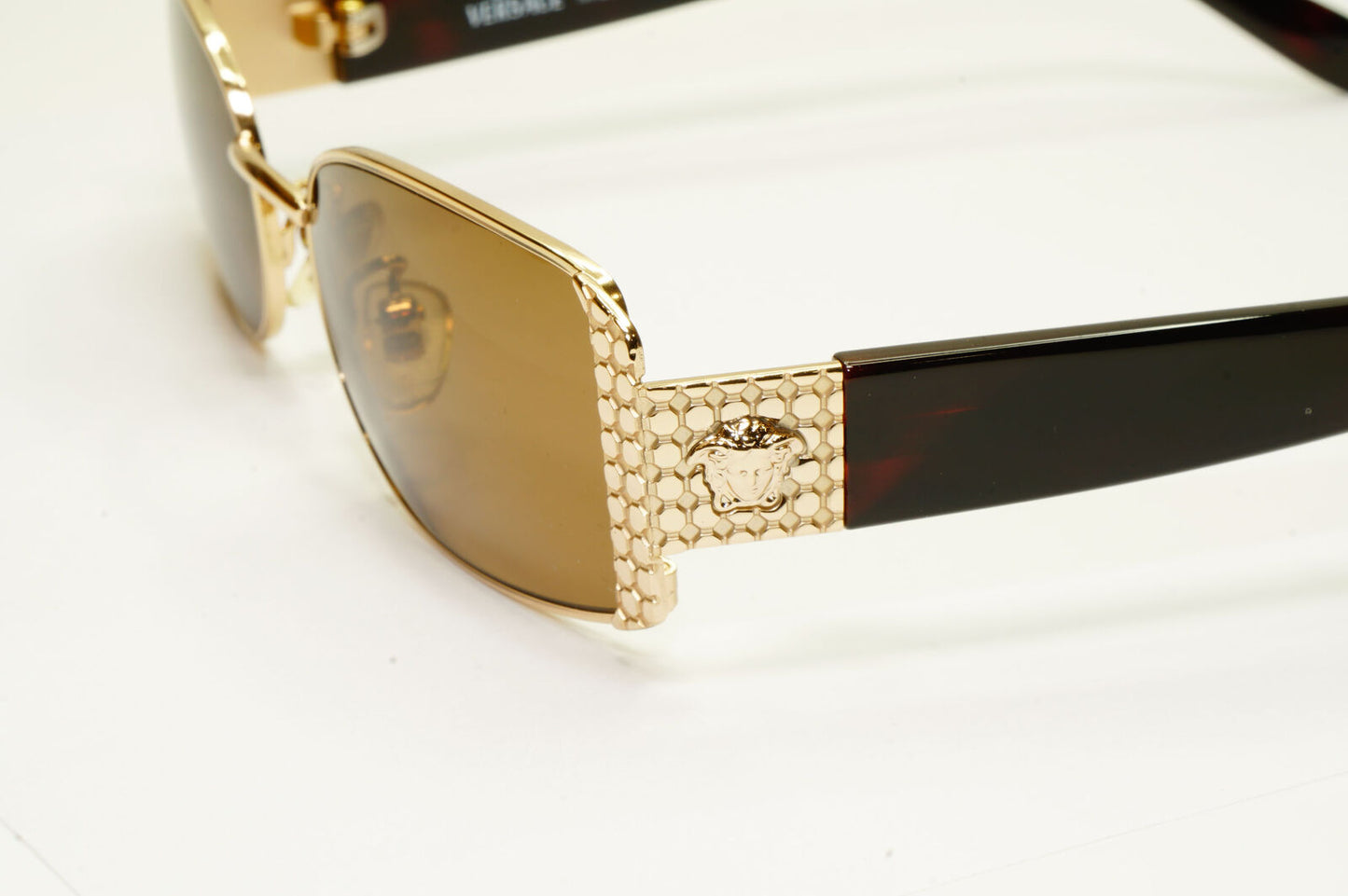 Gianni Versace 1996 Vintage Gold Medusa Brown Metal Sunglasses MOD X40 COL 030