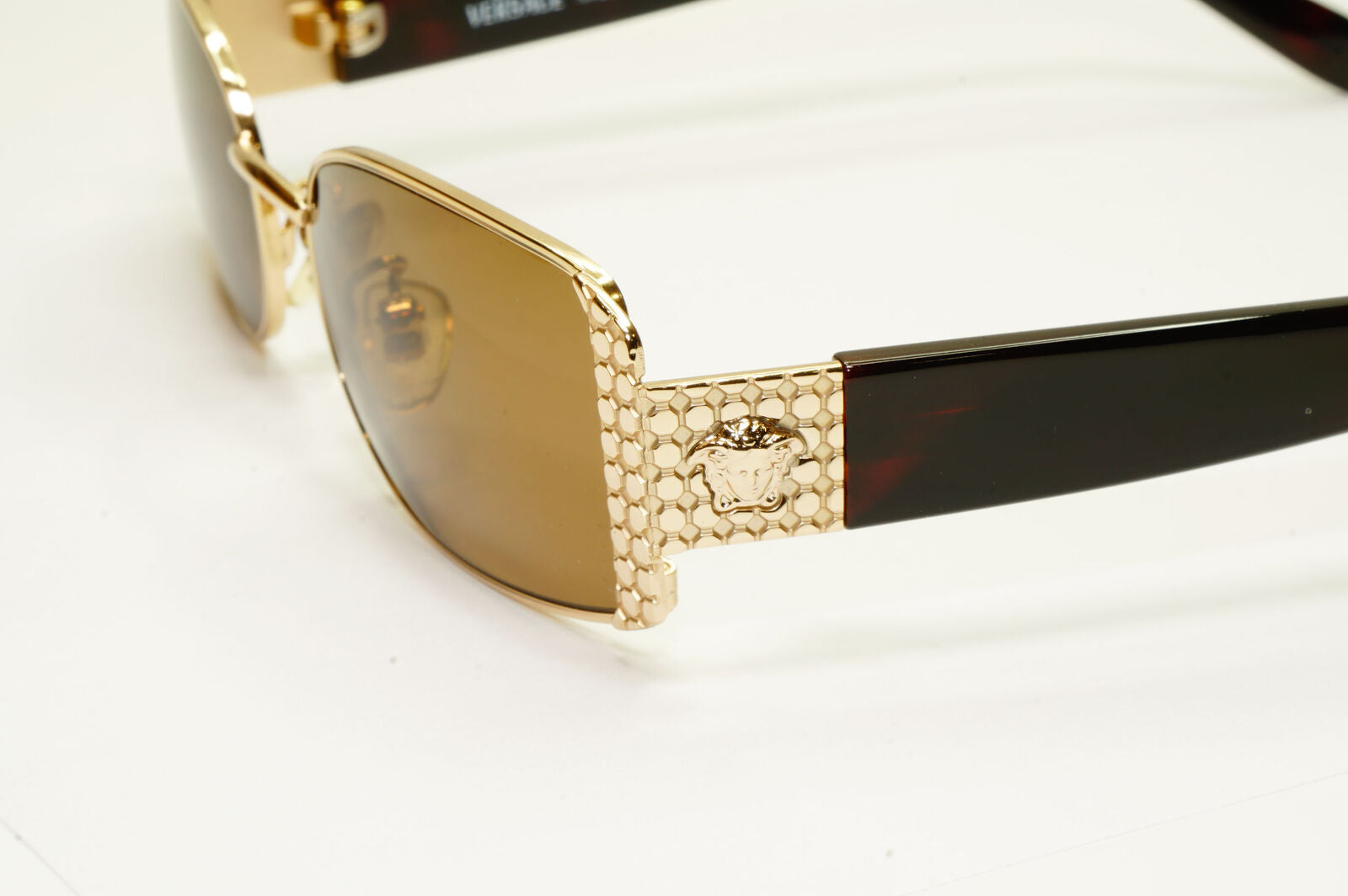 Gianni Versace 1996 Vintage Gold Medusa Brown Metal Sunglasses MOD X40 COL 030