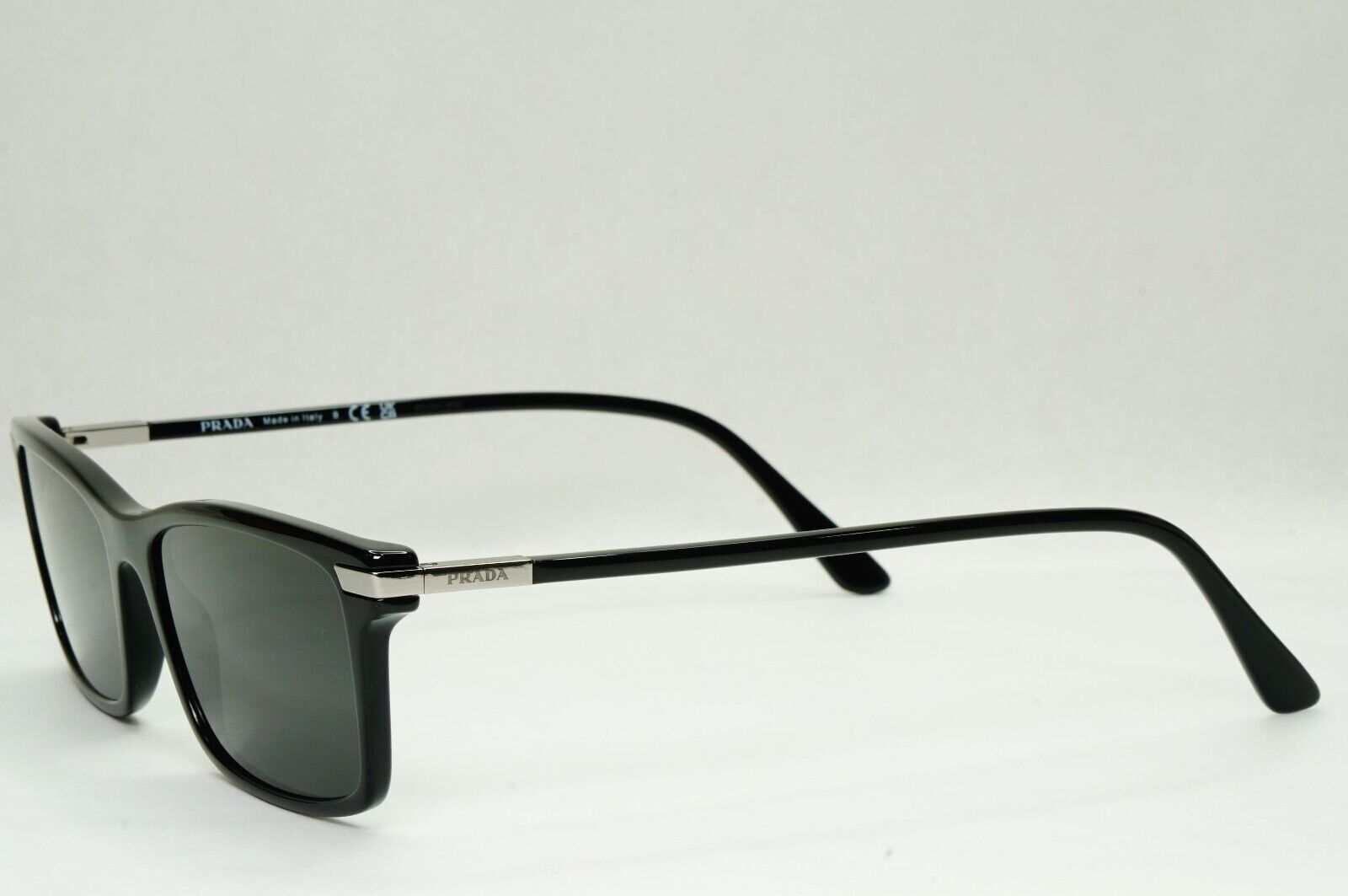 Prada Sunglasses Black Square Glossy Fashion PR03YV VPR 03Y 1AB-1O1 56mm