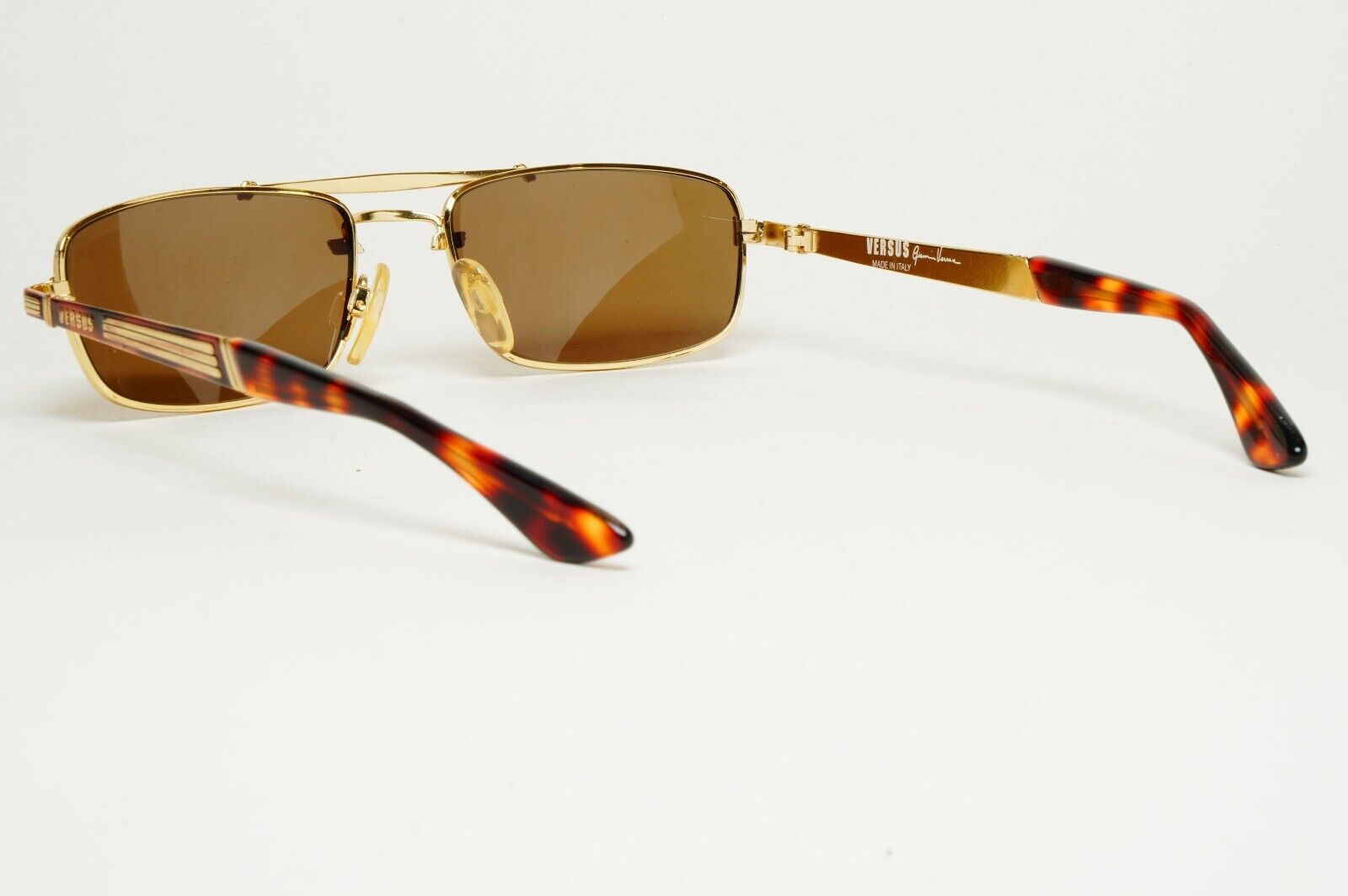 Versus Sunglasses 1996 by Gianni Versace Vintage Rectangle Brown MOD F06 COL 34M