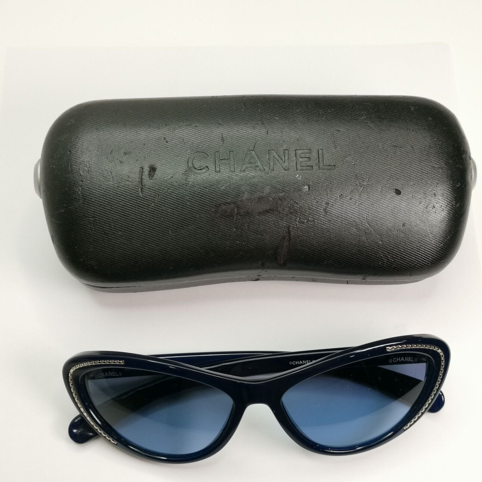 Chanel Navy Blue Sunglasses Gradient Gold Womens Fashion CH 6039 c.503/S2