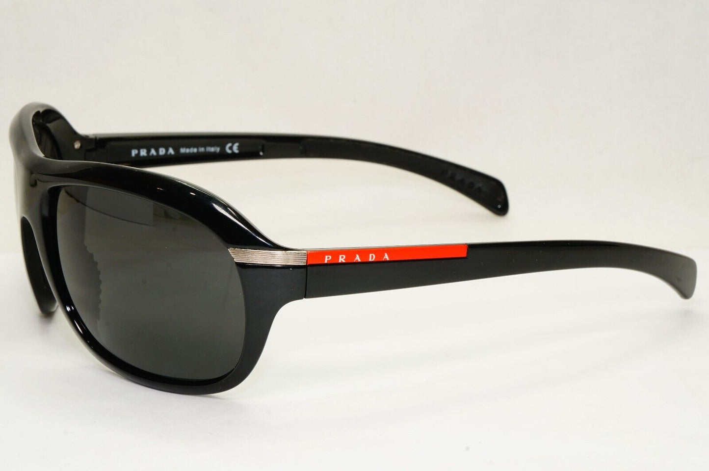 Prada Sunglasses 2007 Vintage Black Wrap Rossa PS04IS SPS 04I 1AB-3M1 111223