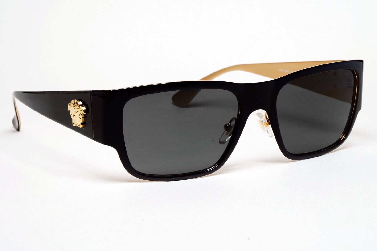 Versace Sunglasses Black Gold Medusa Square Metal MOD VE 2262 1433/87 56mm