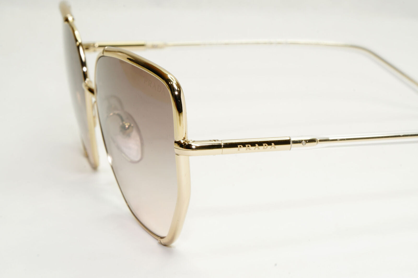 Prada Sunglasses Gold Grey Gradient Metal Square PR50WS SPR 50W ZVN-4K0 58mm