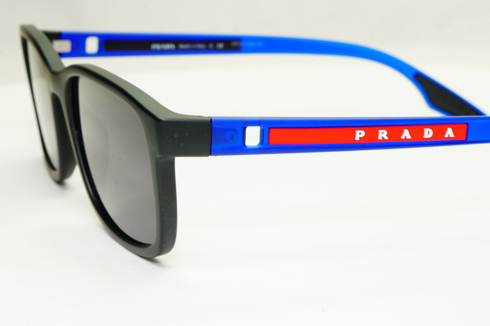 Prada Sunglasses Black Blue Square Rectangle PS09OV VPS 09O 15C-1O1 55mm 080623