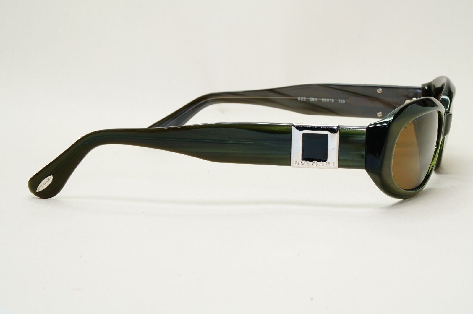 Bvlgari Sunglasses 2007 Vintage Rectangele Brown Dark Green Olive 822 584 091124
