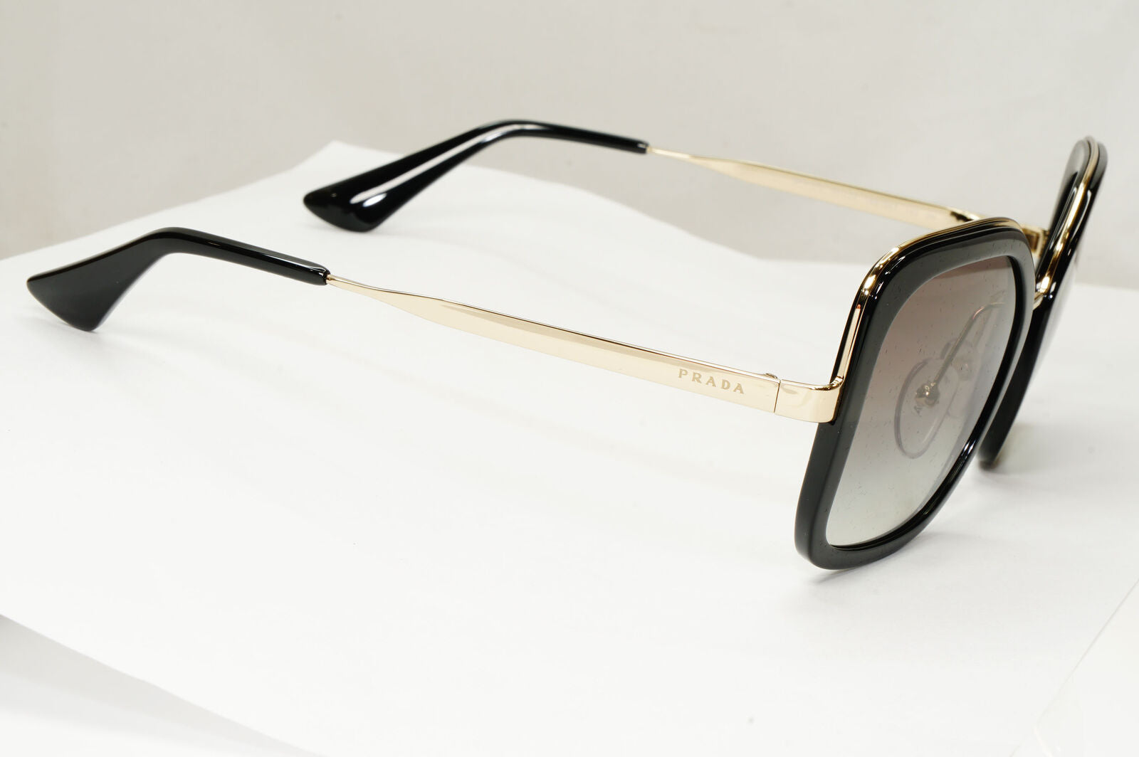 Prada Sunglasses Black Gold Square Grey Gradient PR57US SPR 57U 1AB-0A7
