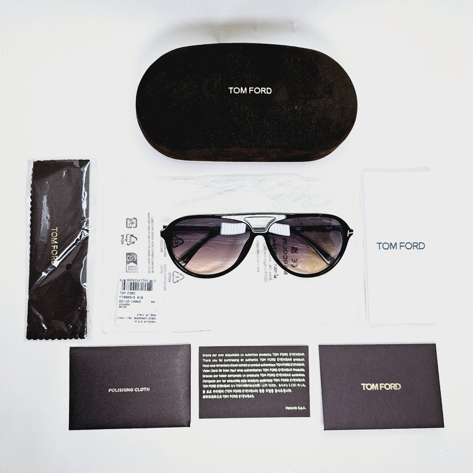 Tom Ford Sunglasses Samson Black Pilot Grey Gradient FT0909 TF 909 01B