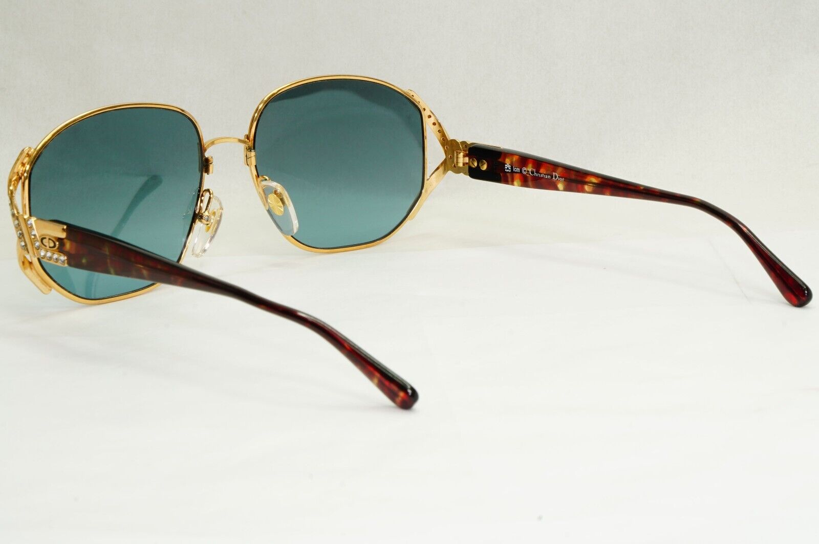 Dior Sunglasses 1990s Austria Gold Diamante Crystal Blue Mirror 2619 44 180324