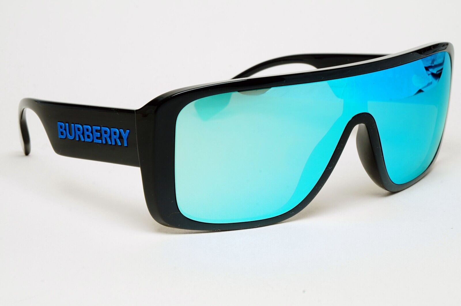 Burberry Sunglasses Black Blue Shield Visor Mirror BE 4401-U 3001/55