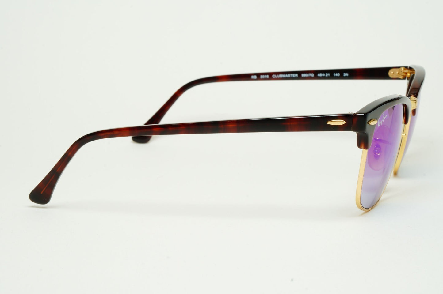 Ray-Ban Sunglasses Clubmaster Blue Mirror Brown Red Havana RB 3016 990/7Q 49mm