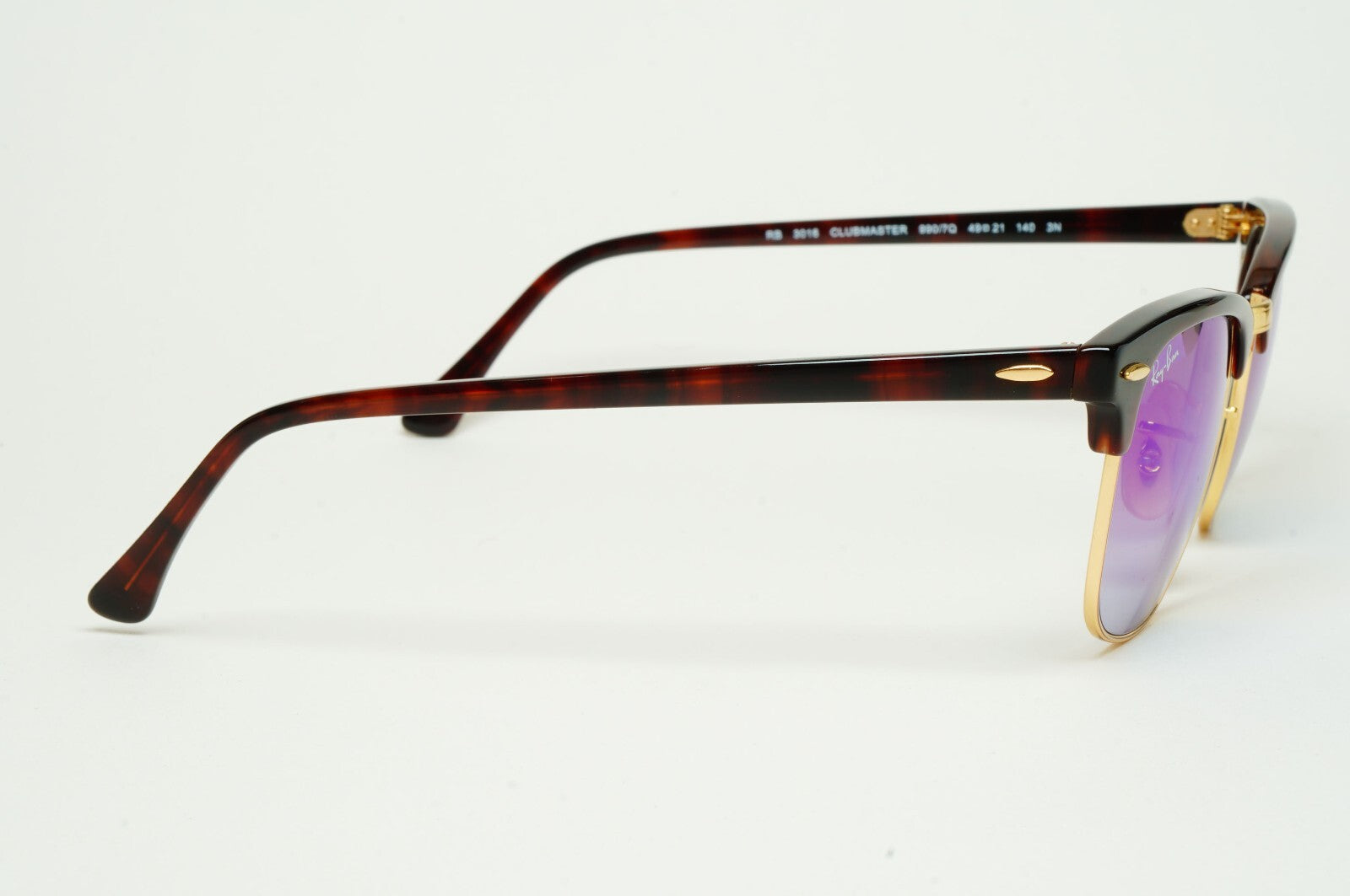 Ray-Ban Sunglasses Clubmaster Blue Mirror Brown Red Havana RB 3016 990/7Q 49mm