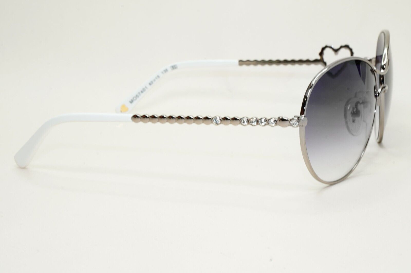Moschino Sunglasses 2005 Vintage Gunmetal Grey Heart Crystal MO574 01 101124