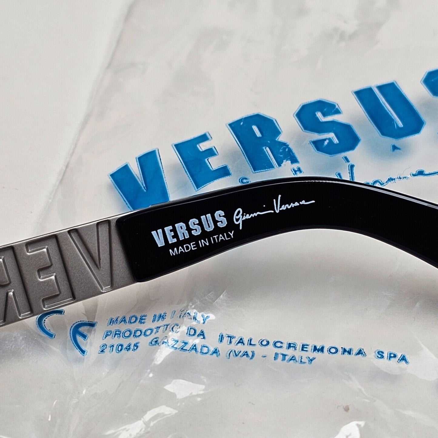 Versus Sunglasses 1996 by Gianni Versace Vintage Black Silver MOD E48/A COL 681