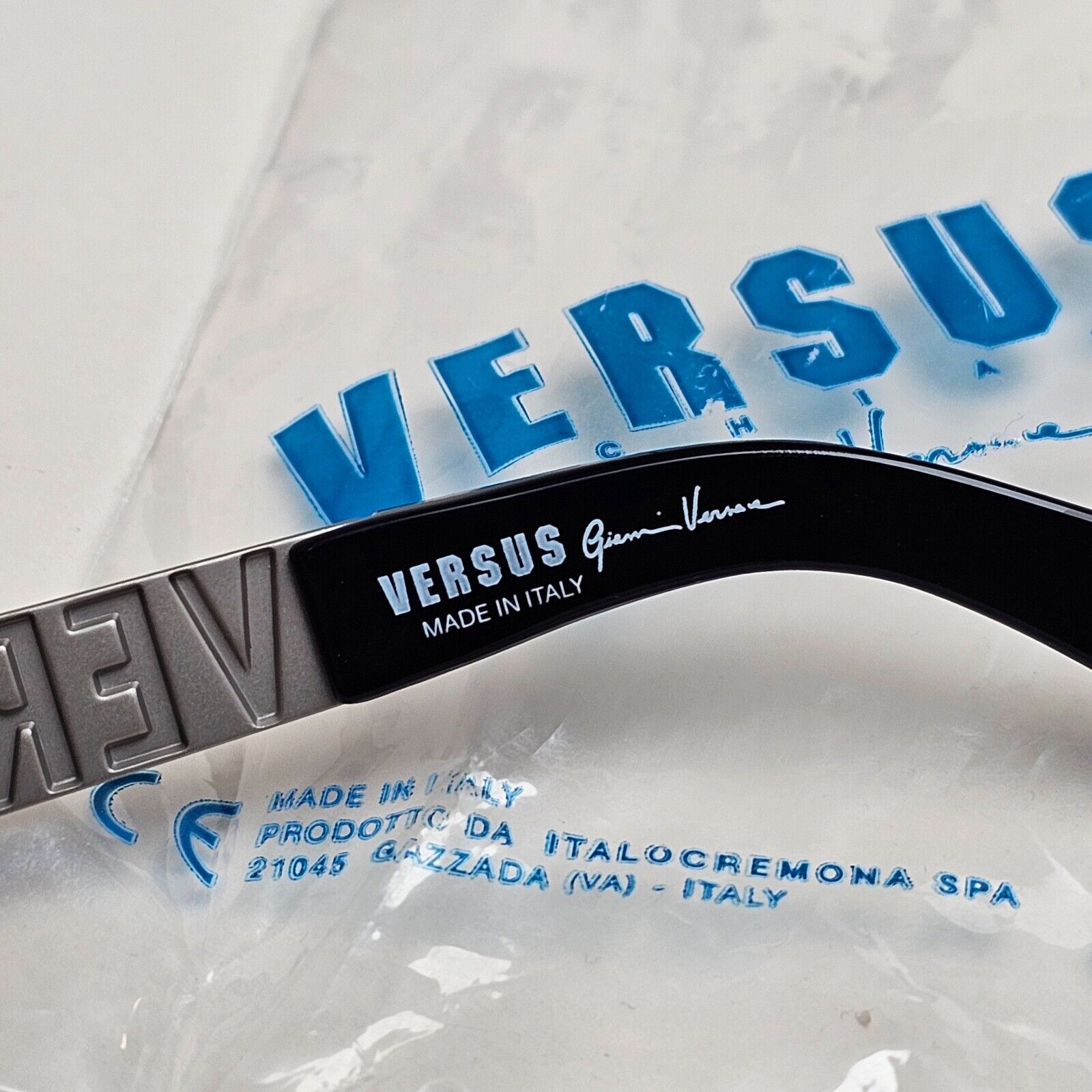 Versus Sunglasses 1996 by Gianni Versace Vintage Black Silver MOD E48/A COL 681