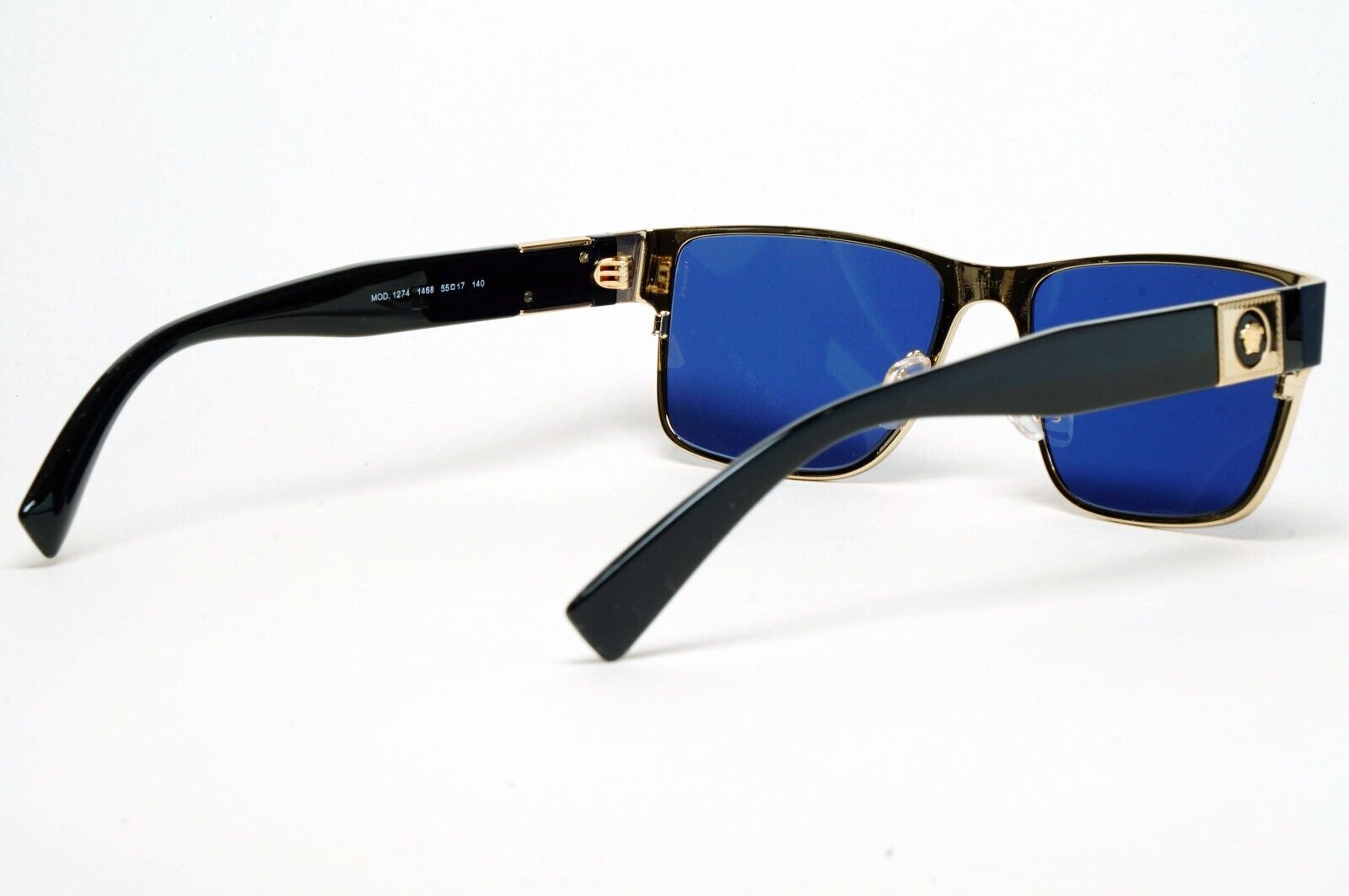 Versace Sunglasses Blue Black Gold Medusa Metal Square MOD 1274 1468 55mm [b]