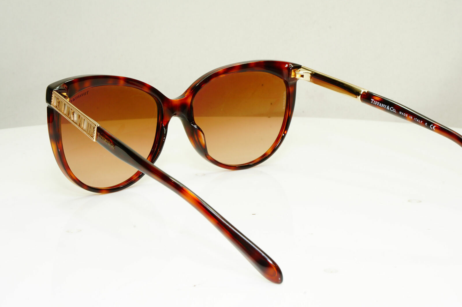 Tiffany & Co Gold Brown Sunglasses Roman Numbers Tortoise TF 4097 8002/3B 30069
