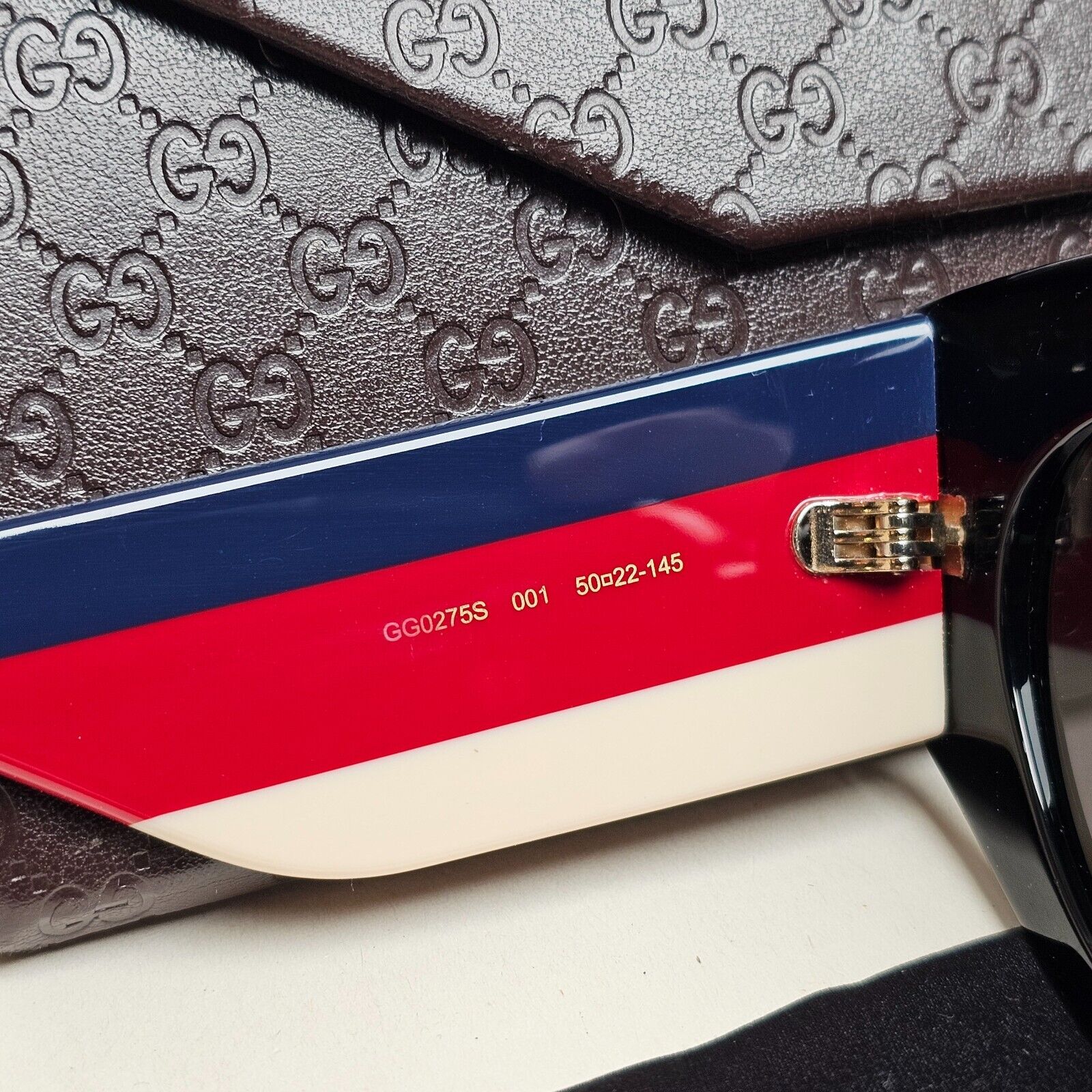 Gucci Sunglasses 2018 Square Black Oversized Large Blue Red GG0275S 001 290125
