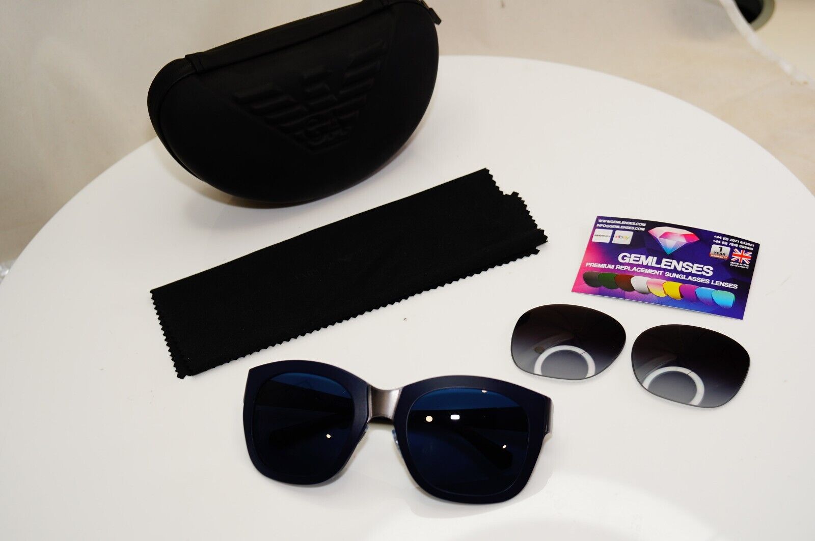 Giorgio Armani Sunglasses Blue Dark Navy Square Womens AR 6010 3030/8G 26998