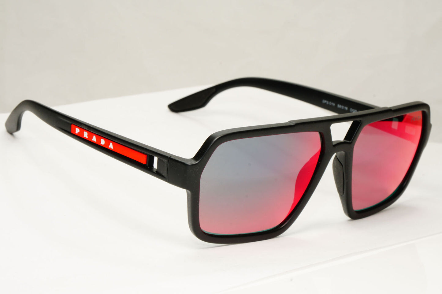Prada Sunglasses Black Grey Mirror Blue Red Square Pilot PS01XS SPS 01X DG0-08F