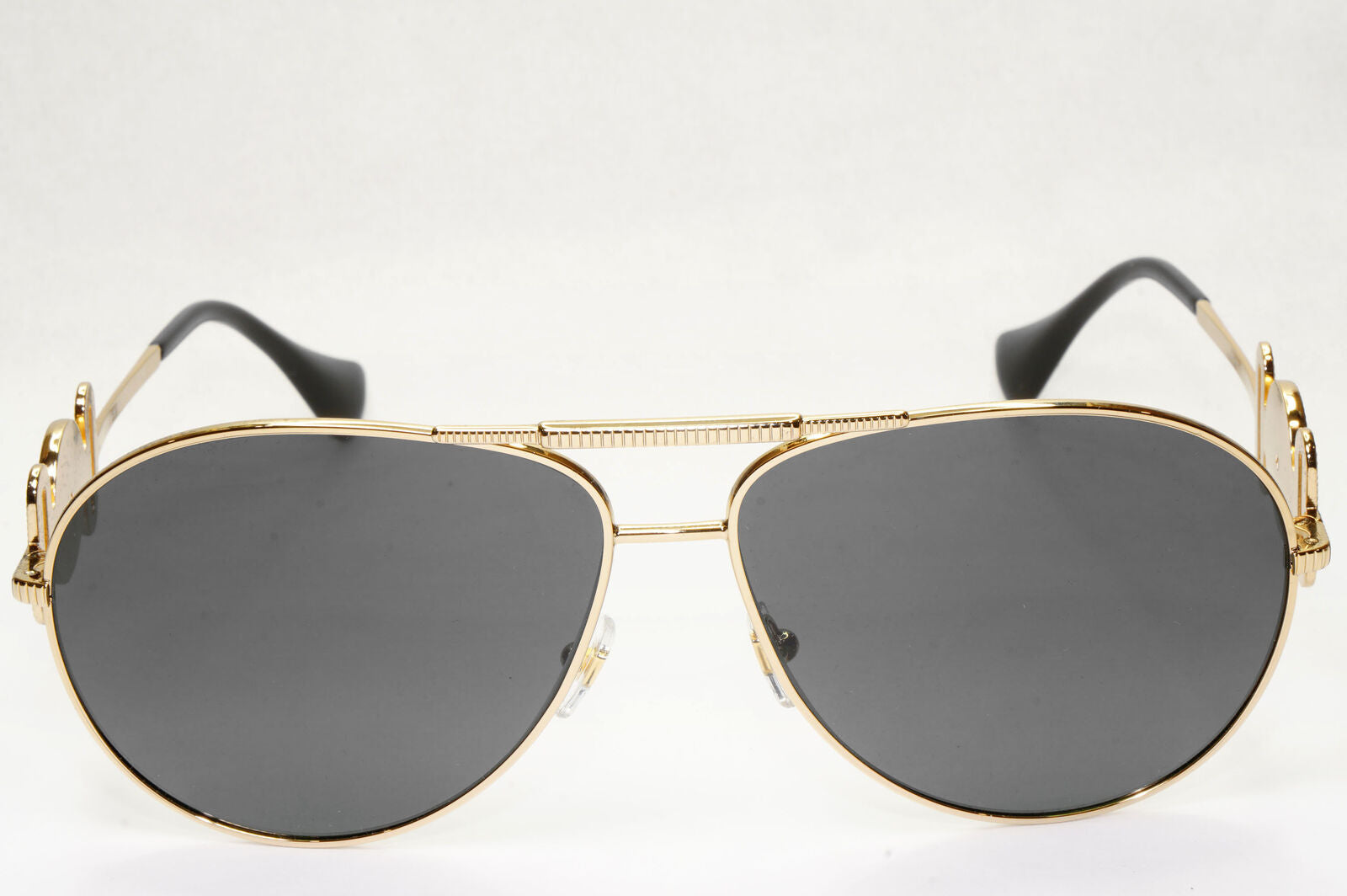 Versace Sunglasses Gold Pilot Metal Medusa Black Large MOD 2249 1002/87