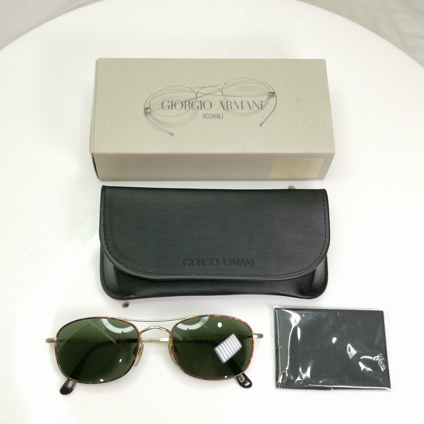 Giorgio Armani 1997 Vintage Sunglasses Gold Green Tortoise Brown Pilot 635 833