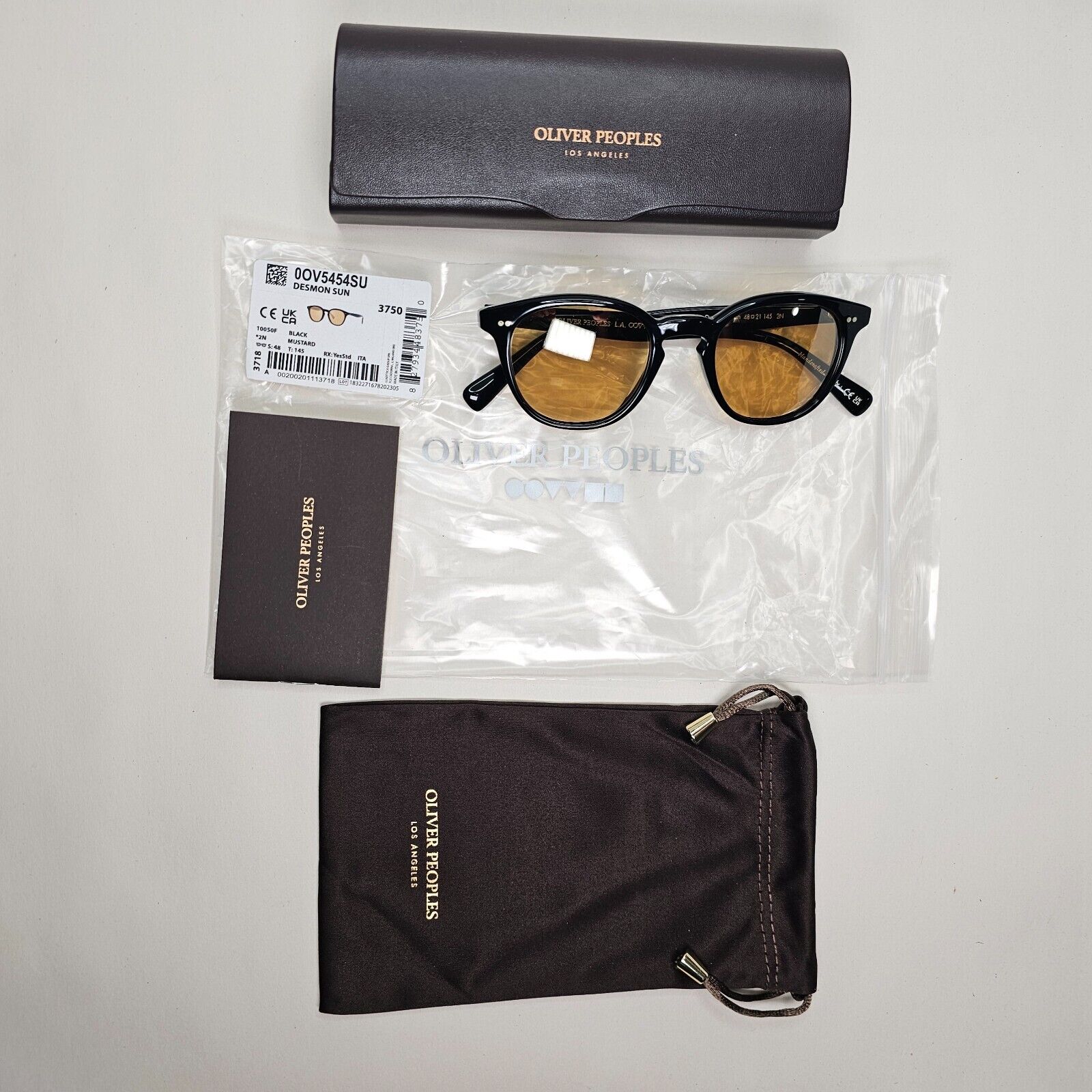 Oliver Peoples Desmon Sunglasses Black Yellow Mustard OV 5454SU 1005/0F 48mm