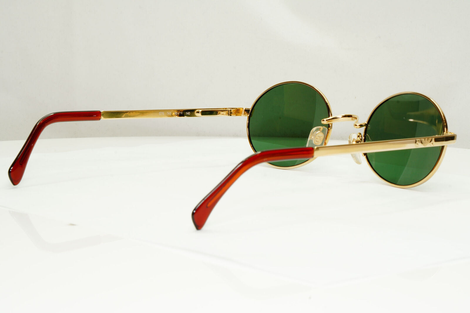 Emporio Armani Sunglasses 1997 Vintage Gold Green Metal Oval 076 743 50mm B