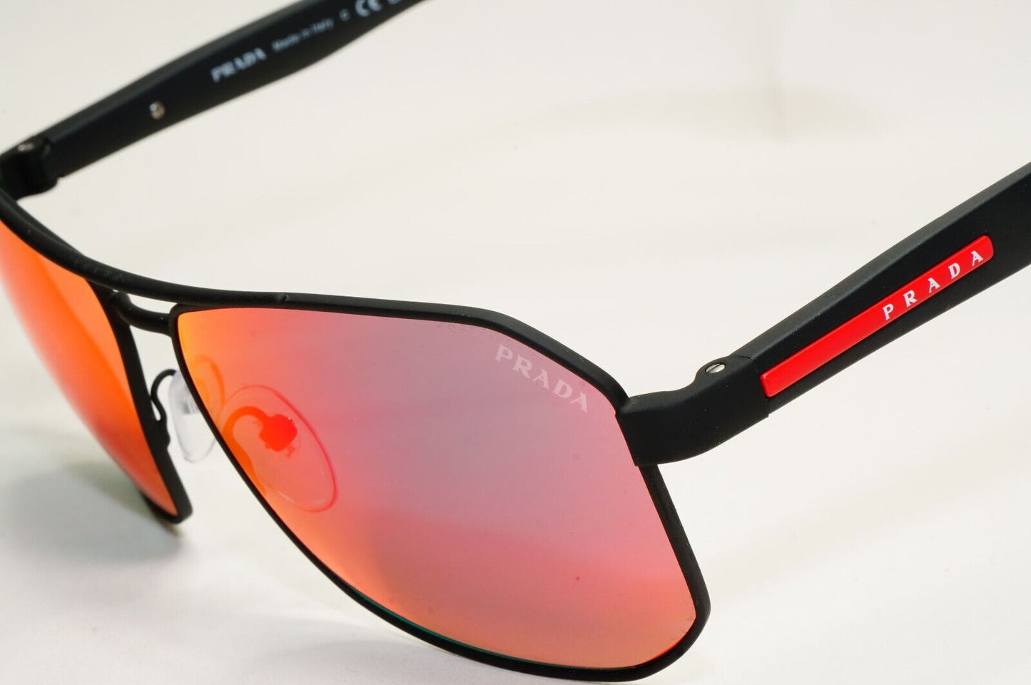 Prada Sunglasses Black Mirror Blue Red Angular Pilot PS51VS SPS 51V DG0-9Q1 62mm