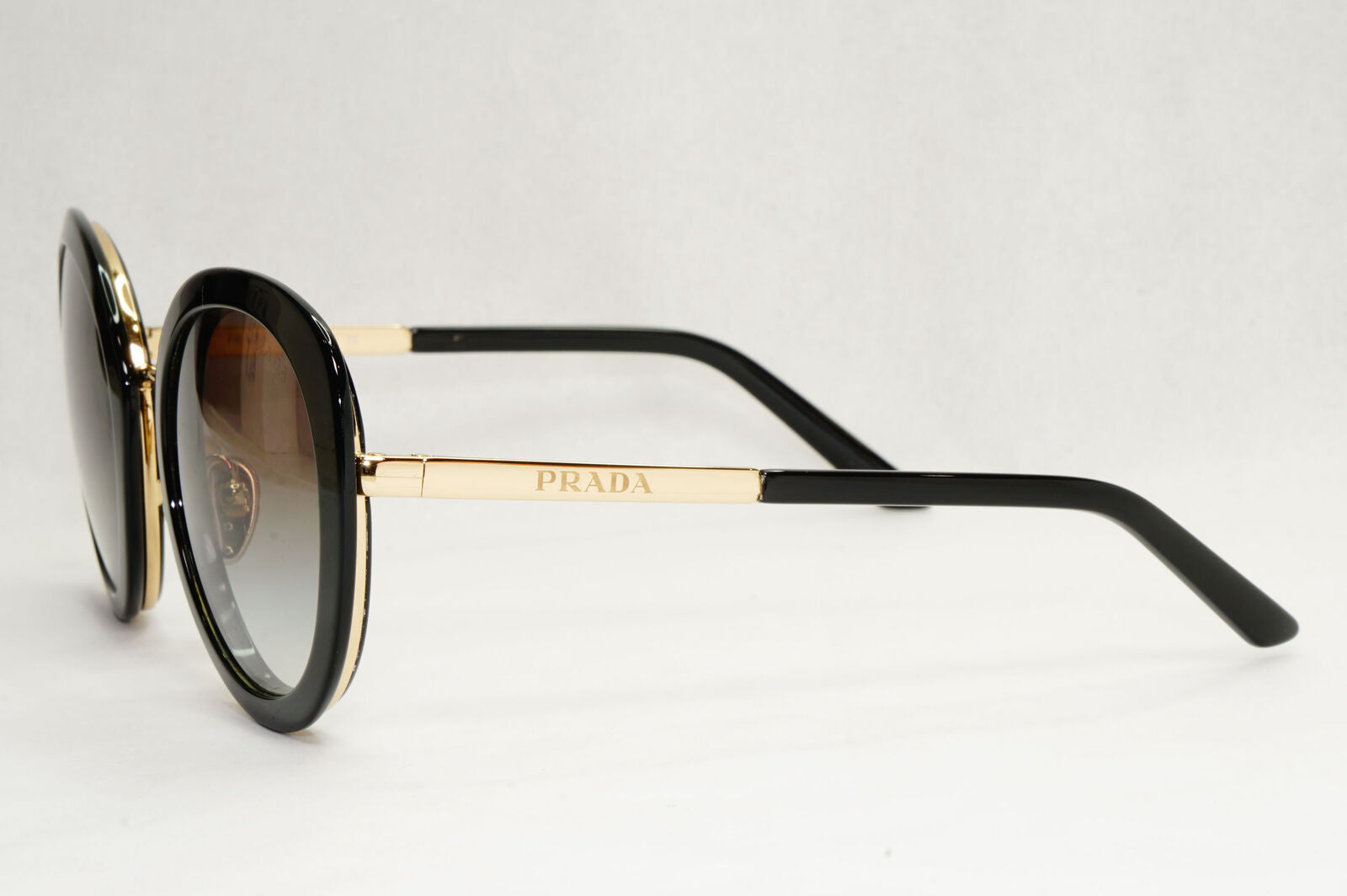 Prada Sunglasses Black Gold Grey Gradient Round PR54YS SPR 54Y AAV-0A7 54mm
